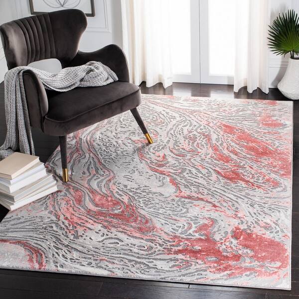 SAFAVIEH Meadow x Gray/Pink Marble High-Low Area Rug