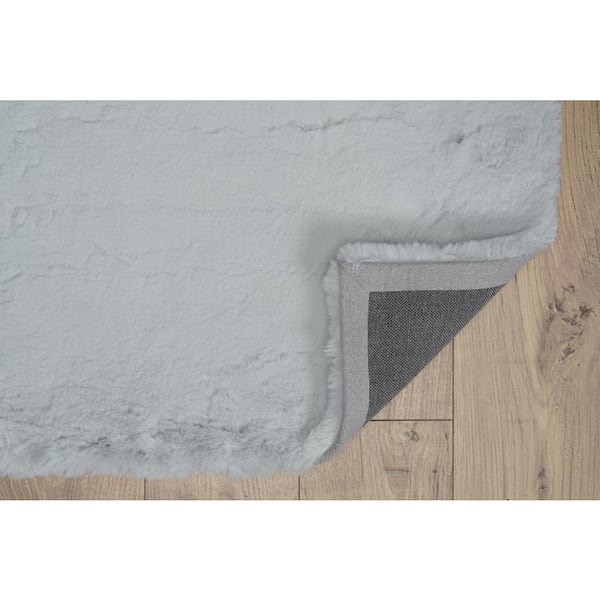 Marino Faux Rabbit Pastel Blue 8x10 Area Rug