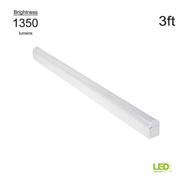 Commercial Electric 3 ft. Plug In or Direct Wire Power Connection White 4000K Integrated LED Strip Light with Power Cord and Linking Cord