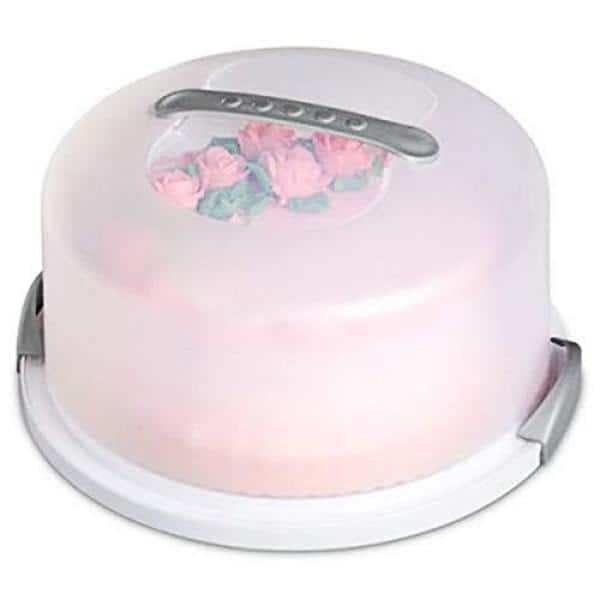 Cake Carrier Storage Container Holds Up to 8 inch 2-Layer Cake, Pink & Clear - for Cakes, Pies, Muffins, Cupcakes or Other Desserts - Freezer 