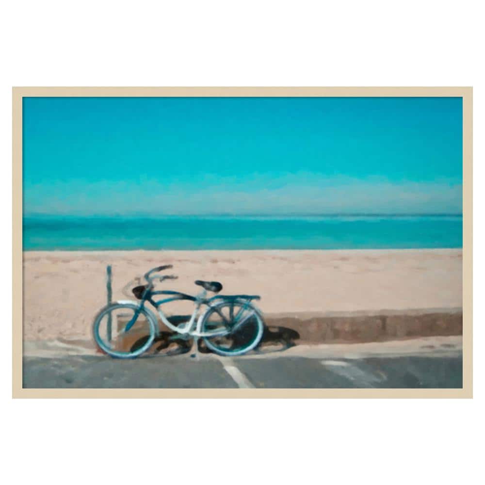 Bike to the Beach Svelte Natural Framed Scenic Landscape Print