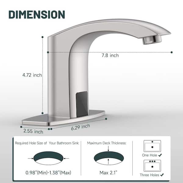 Automatic Sensor Touchless Bathroom Sink Faucet With Deck Plate In Brushed Nickel