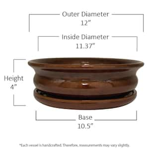 12 in. Dia Toffee Ceramic Carafe Bowl Planter