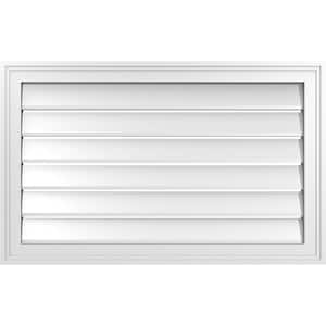 32 in. x 20 in. Vertical Surface Mount PVC Gable Vent: Functional with Brickmould Frame
