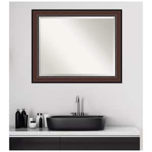Medium Rectangle Walnut Cherry Beveled Glass Classic Mirror (26.5 in. H x 32.5 in. W)