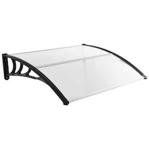 48 in. x 40 in. Polycarbonate Outdoor Front Door Window Awning Door Canopy Exterior in Black