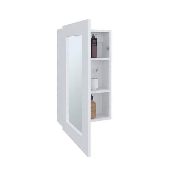 White 16 in W x 26 in. H Coastal Rectangle Particle Board Framed Mirror Wall Mirror Vanity Mirror