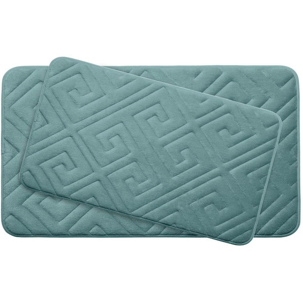 BounceComfort Caicos Marine Blue 20 in. x 32 in. Memory Foam 2-Piece Bath Mat Set