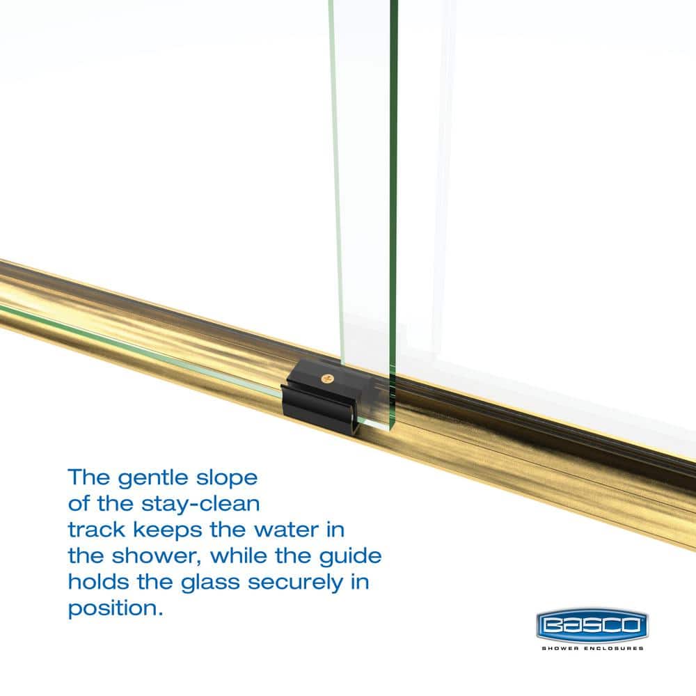 Arelo 60" Frameless Sliding Tub Door with Brushed Gold Frame