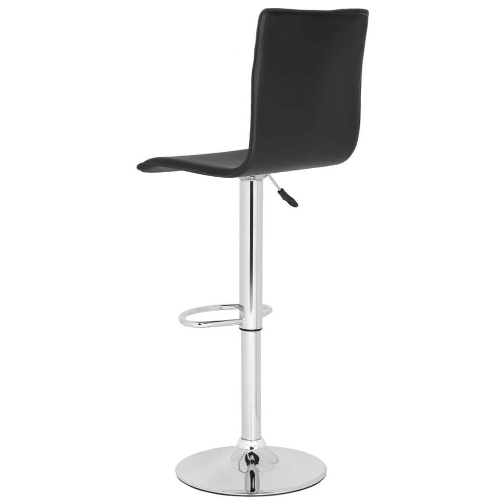 Magda Black Adjustable Swivel Bar Stool with Chrome Frame