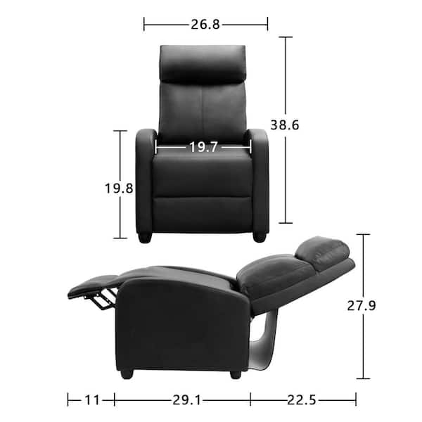Recliner Armchair Padded Seat Black PU Leather Adjustable Sofa Theater Home BN 