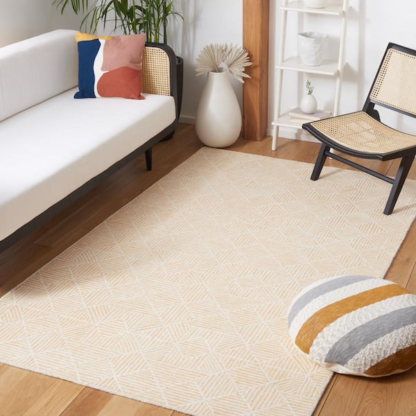 Abstract Gold/Ivory 4 ft. x 6 ft. Diamond Geometric Area Rug