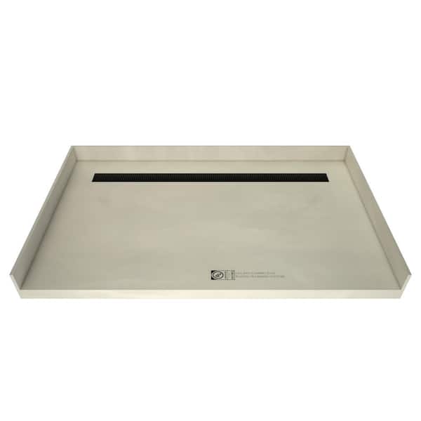 Tile Redi Redi Trench 32 in. x 60 in. Barrier Free Shower Base with Back Drain and Matte Black Trench Grate