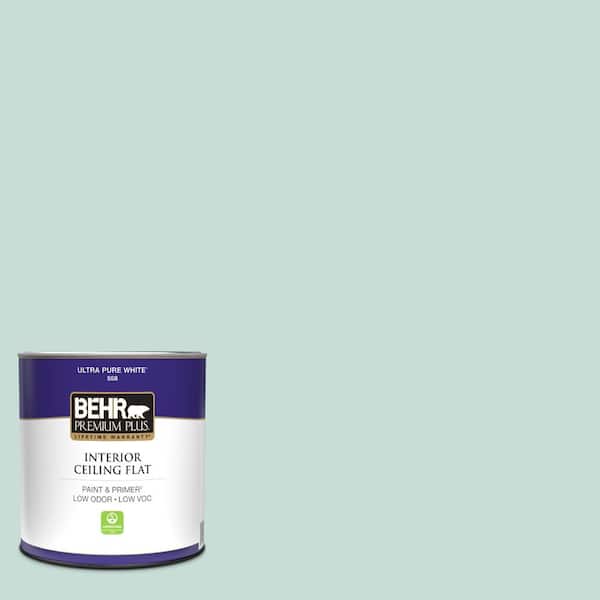 BEHR PREMIUM PLUS 1 qt. #MQ3-20 Whipped Mint Ceiling Flat Interior Paint