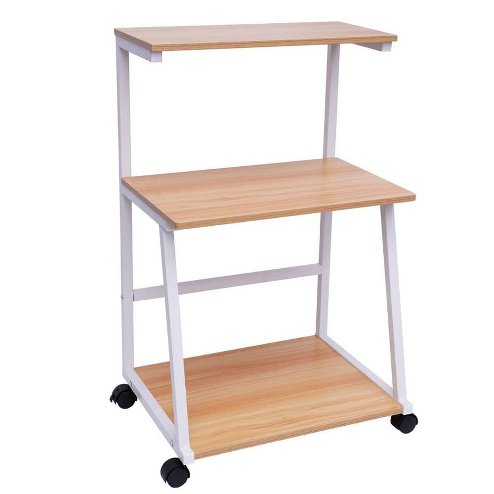 PC/タブレット PC周辺機器 YIYIBYUS 3-Tier Wood 4-Wheeled Printer Stand Cart in Wood Color with White  Frame CS-FKH2689-227 - The Home Depot