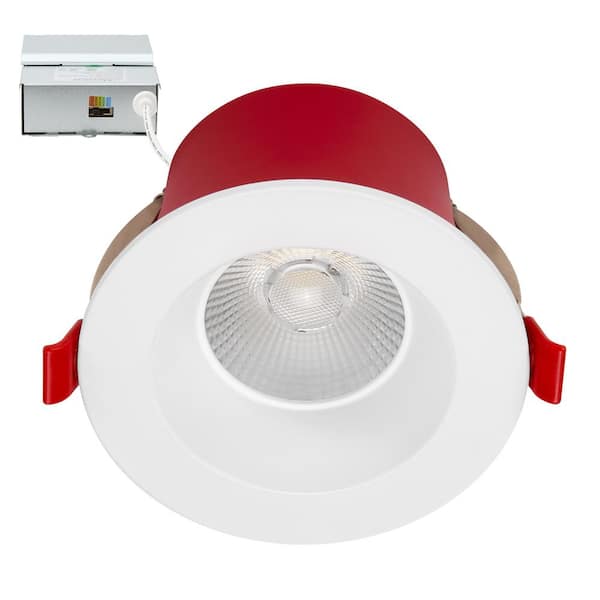 Maxxima 4 in. 2-Hour Fire Rated Slim Recessed Anti-Glare LED Downlight, Can Less 1000 Lumens, 5CCT Color Selectable 2700K-5000K