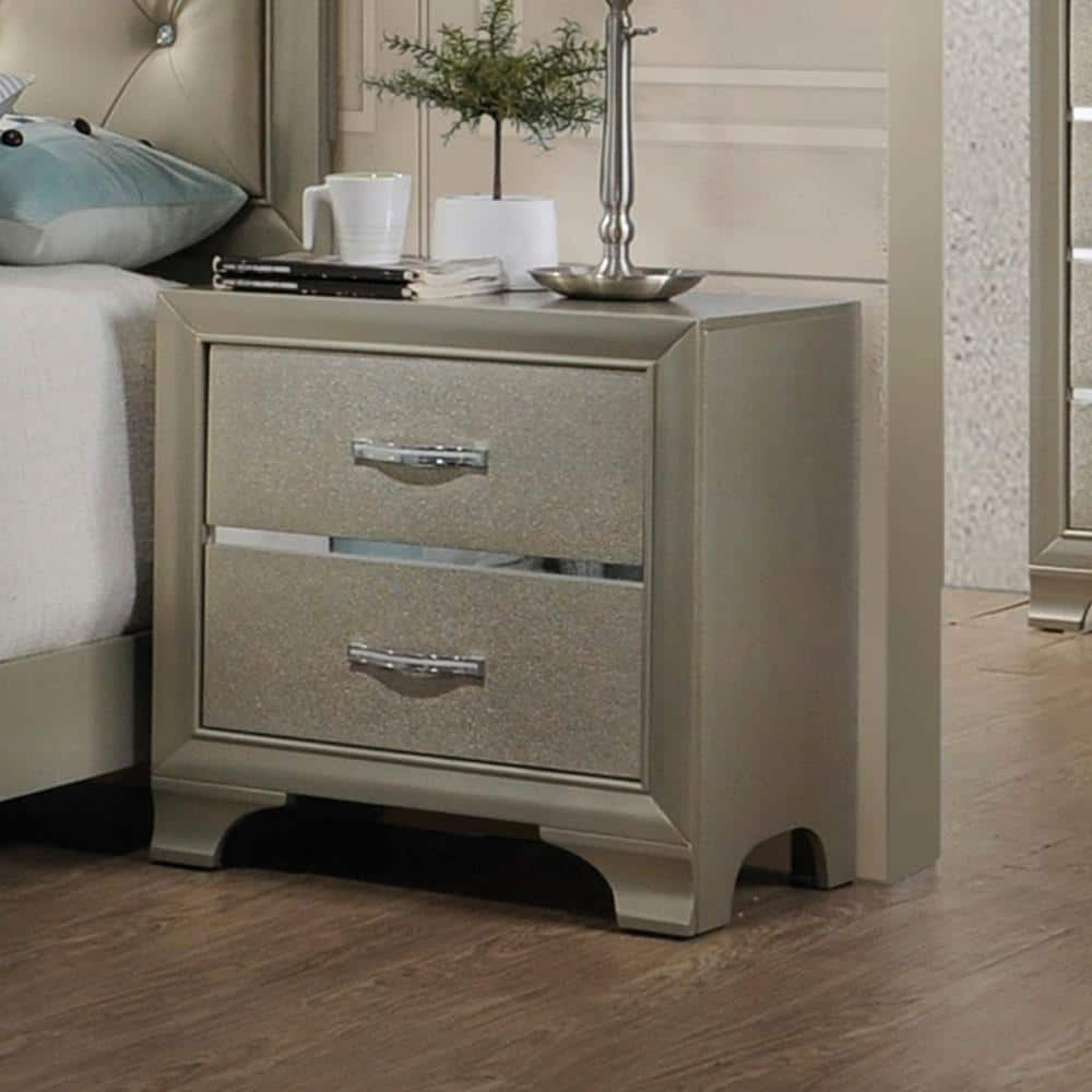 Acme Furniture Carine Champagne Nightstand 2 - Drawers 26243 - The Home ...