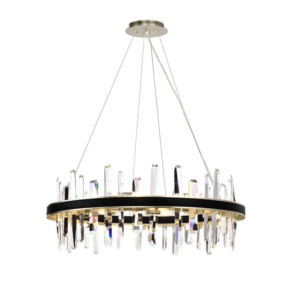 Bellaire 16-Light Champagne Silver and Black PU Leather Chandelier for Foyer, Living Room, Dining Room price history on PriceWatchPro