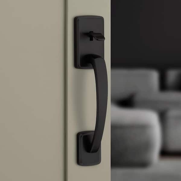 Kwikset Brentford Matte Black Exterior Grip Door Handleset Only