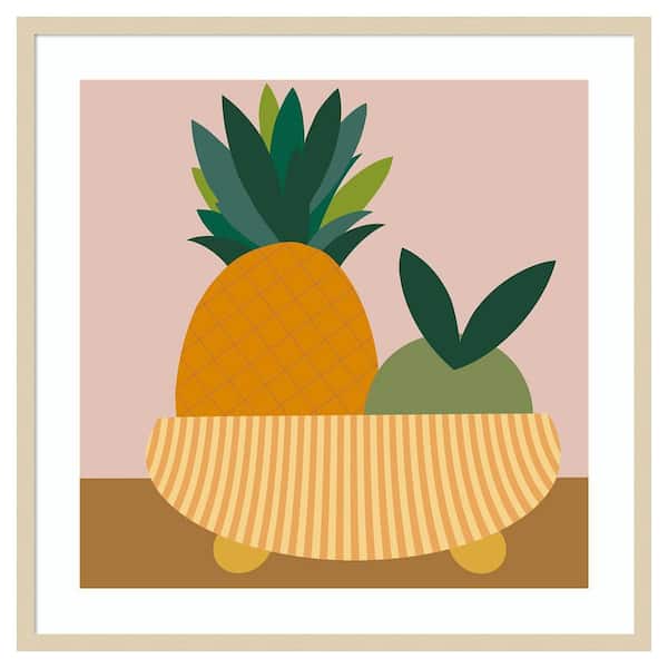 Amanti Art Graphic Fruit Bowl III by Regina Morre 33 in. W x 33 in. H. Wood Framed Wall Art Print Framed in Brown