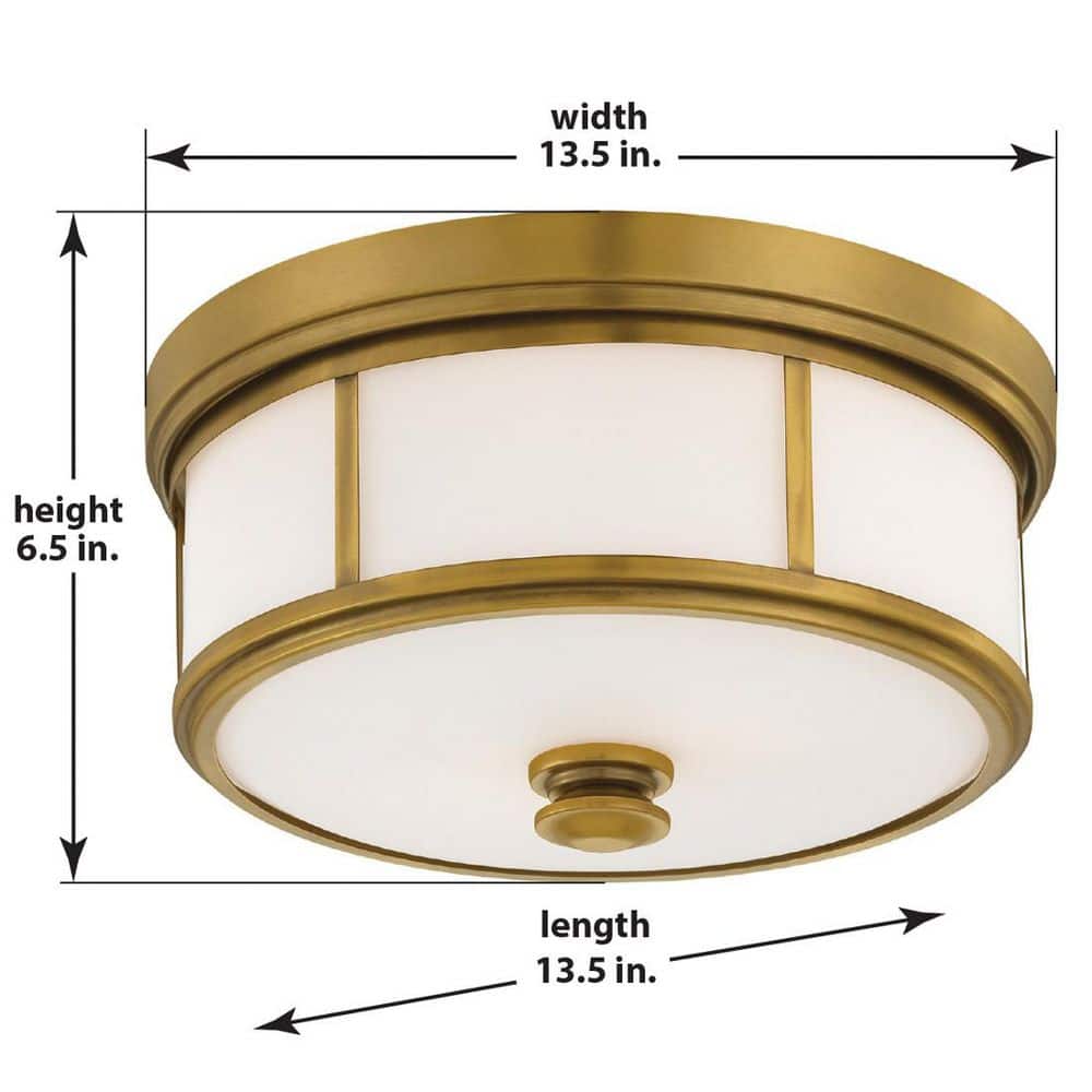 Harbour Point Liberty Gold Flush Mount Ceiling Light with Etched Opal Glass