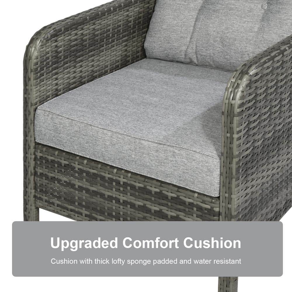 Elysian 5-Piece Grey PE Rattan Outdoor Conversation Set with Cushions