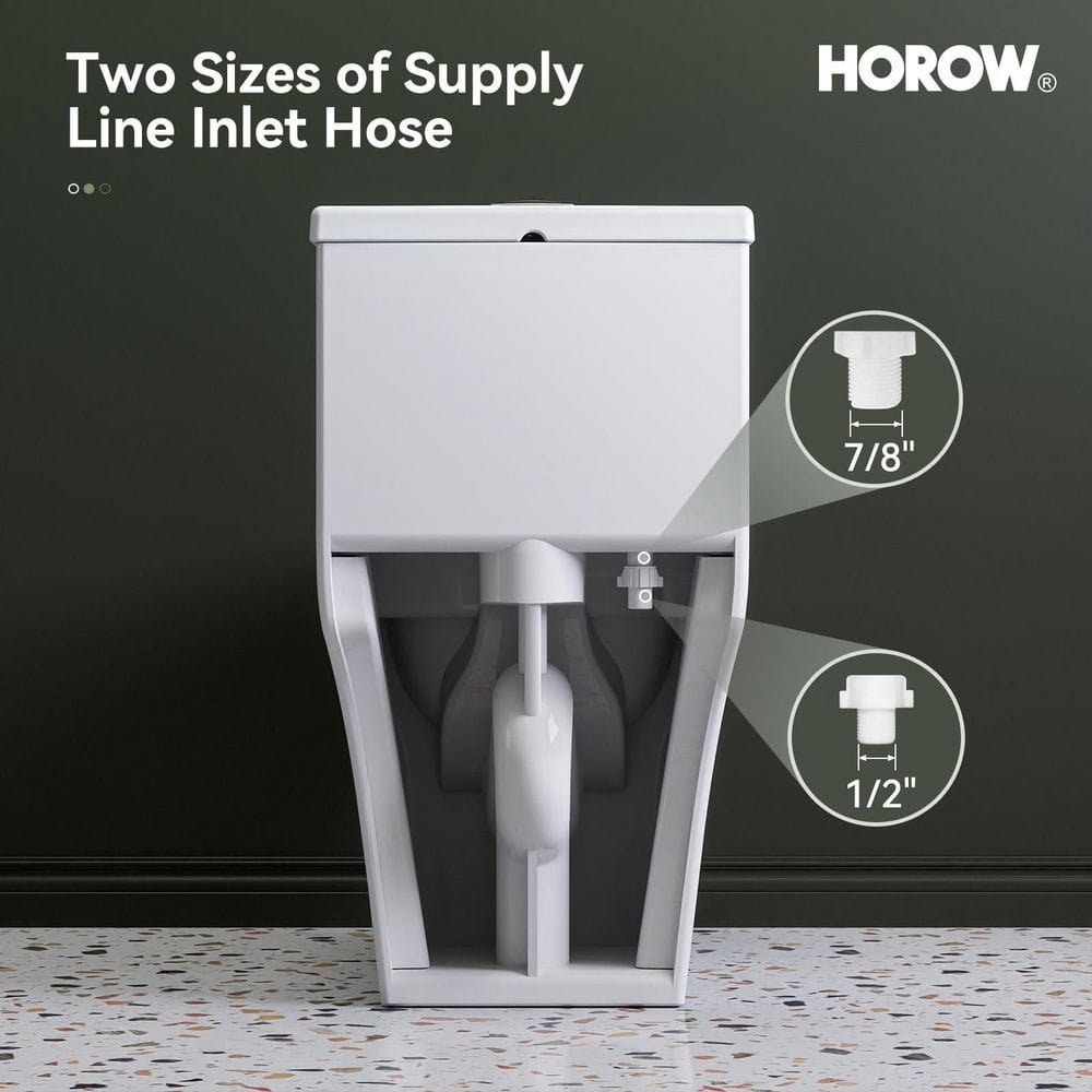 White Ceramic Dual Flush Elongated One-Piece Toilet