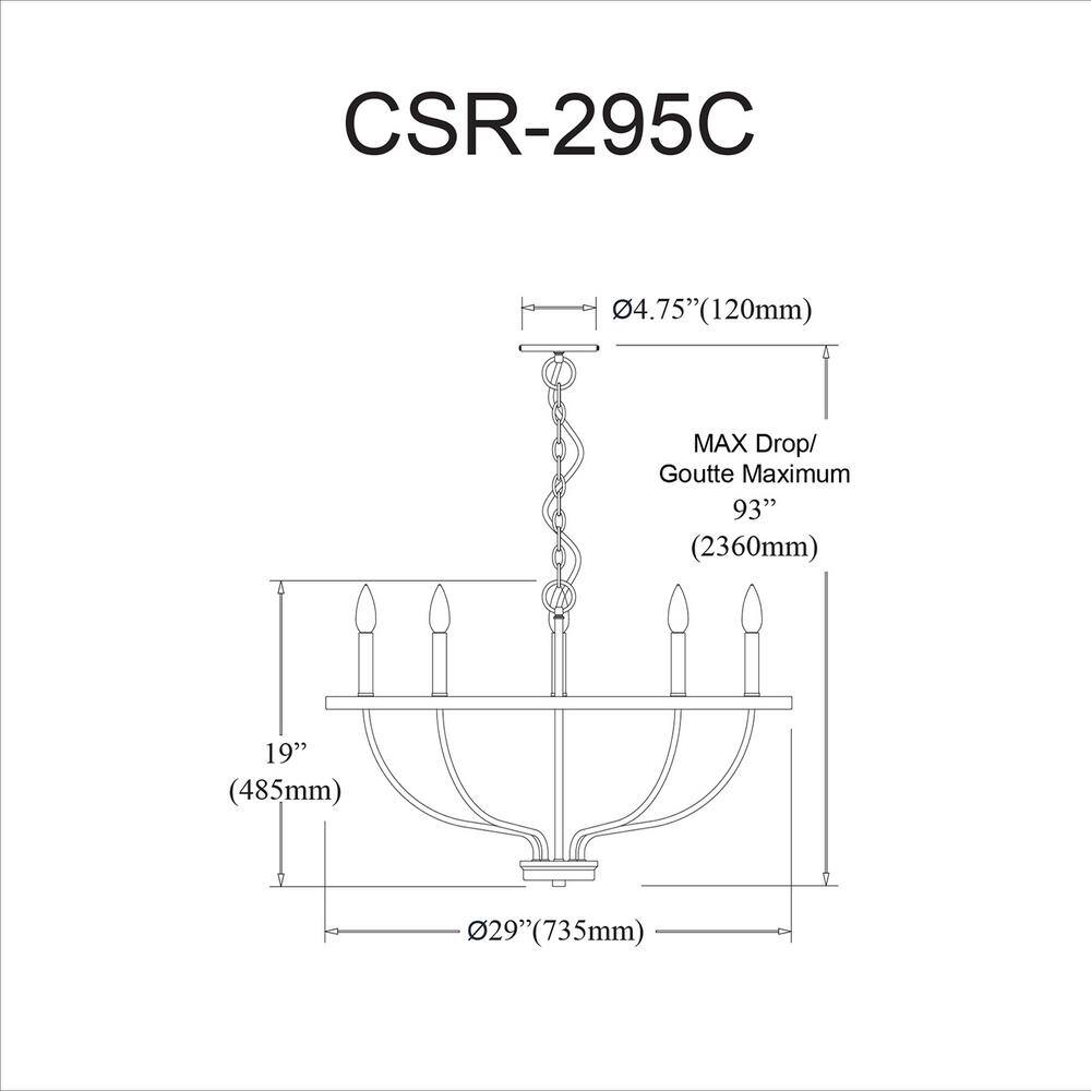 Cesar Transitional 5-Light Matte Black Candlestick Chandelier