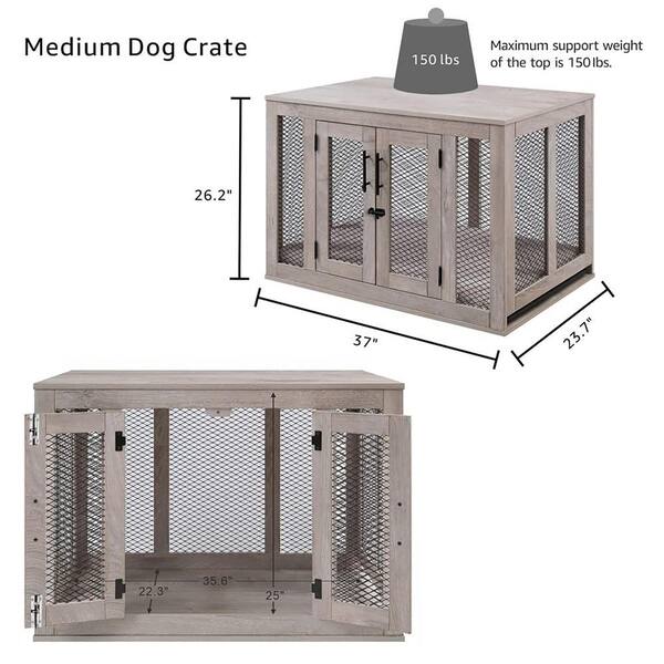 HomLux 41 in. L x 24 in. W x 36 in. H Furniture Style Dog Crate w/360-Degree Swivel & Height Adjustable Eating Rack and Dog Pad