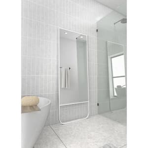 Leaner Dressing 24 in. W x 67 in. H Stainless Steel Framed Single Bathroom Vanity Mirror in White
