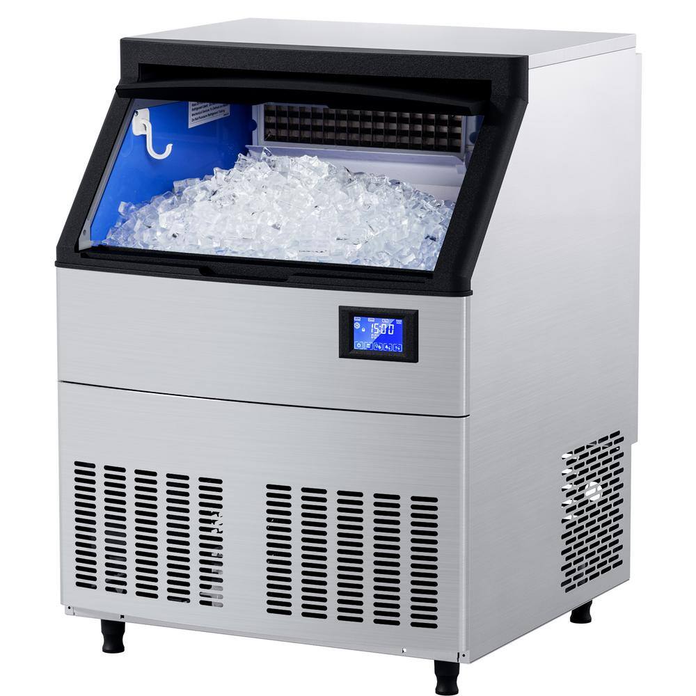 26 in. Production Per Day 450 lbs. Full Size Cubes Commercial Ice Maker in Stainless Steel with Display