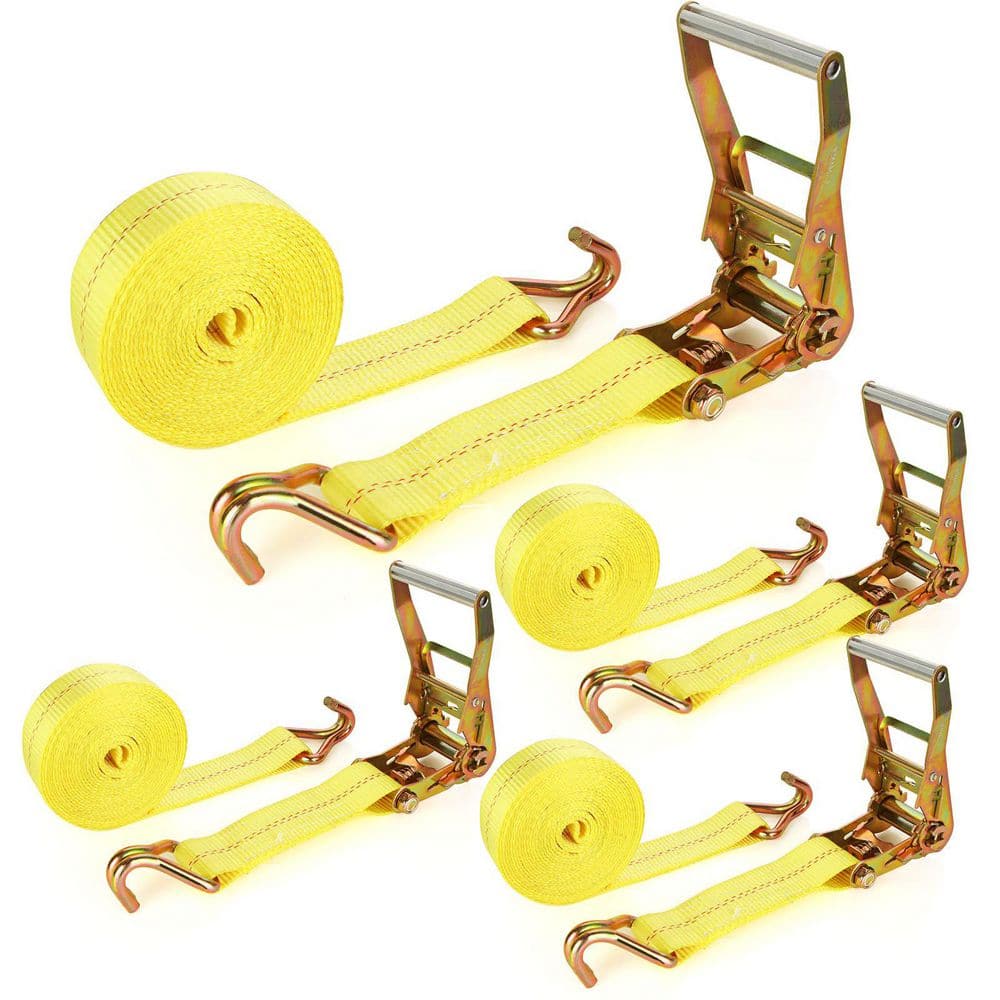 27 ft x 2 in Ratchet Straps with Double J Hook Heavy Duty Tie Down Strap 10000 lbs Break Strength 4 Pack price history on PriceWatchPro
