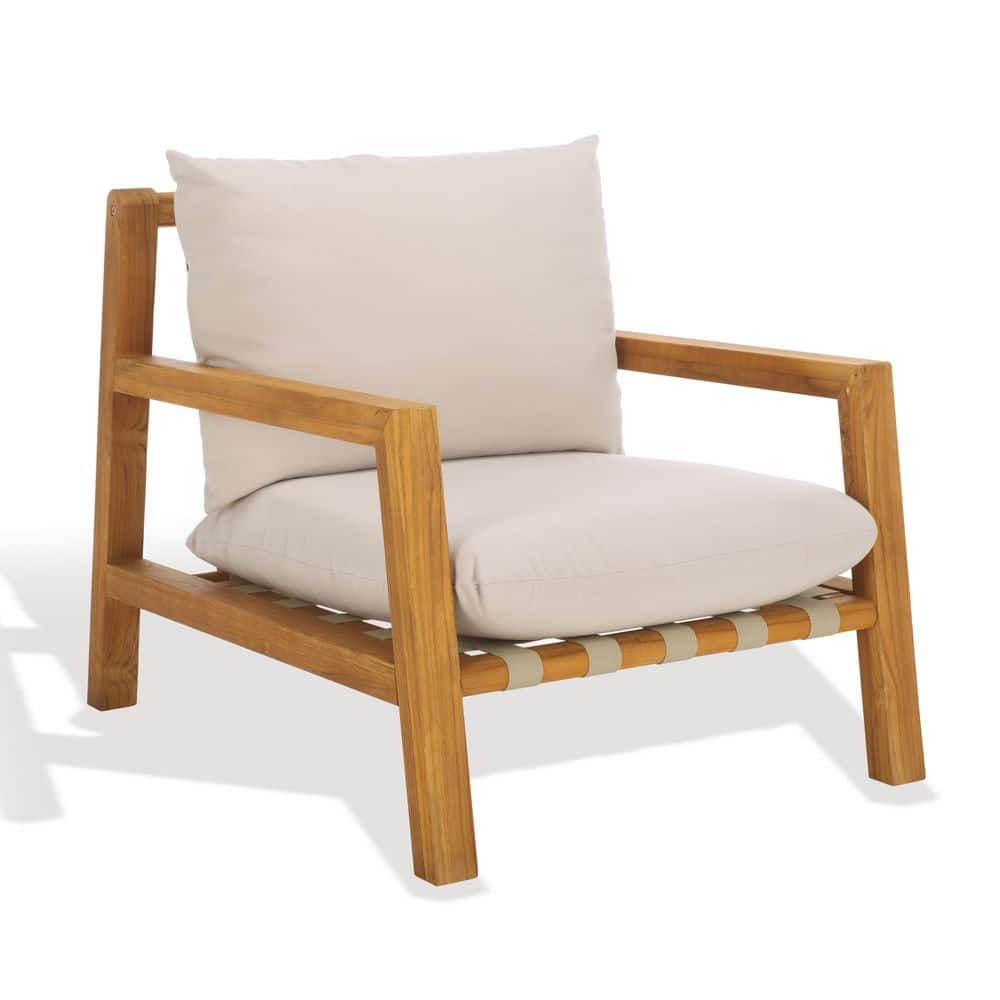 Trinidad Brazilian Teak Outdoor Lounge Chair with White Cushion price history on PriceWatchPro