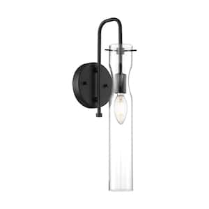 Spyglass 4.75 in. 1-Light Black Wall Sconce with Clear Glass Shade