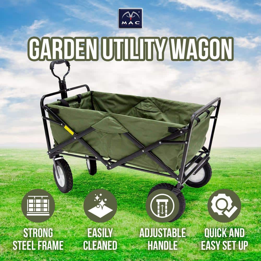 Green Collapsible Folding Steel Frame Outdoor Utility Wagon Cart