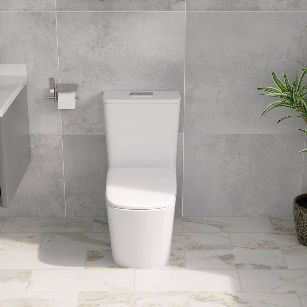 White Ceramic Square One-Piece Dual Flush Toilet