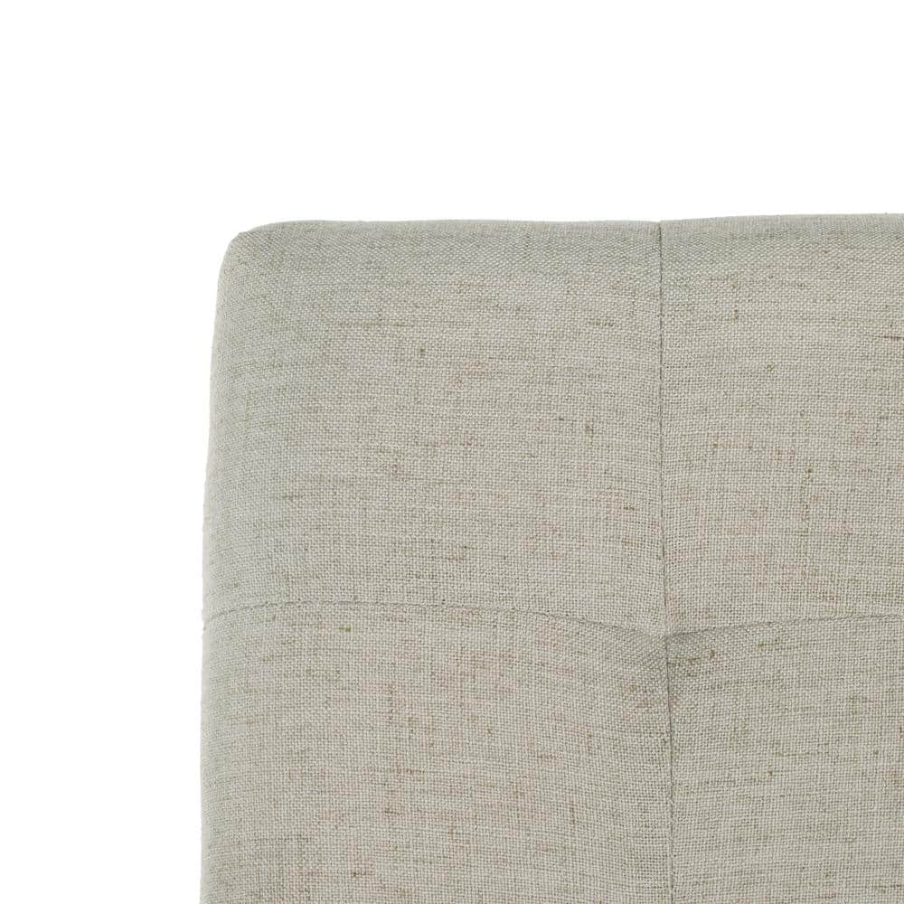 Light Grey Tufted Linen Counter Stools with Chrome Nail Head Trim