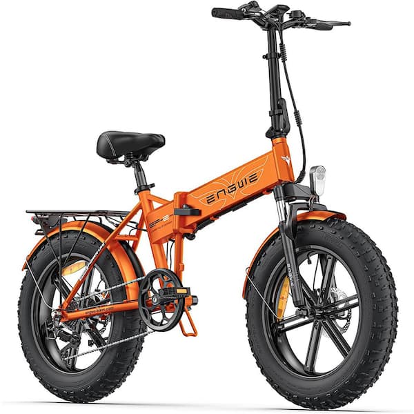 20 in. 750-Watt Electric Bike Fat Tire Mountain Beach Snow Electric Bicycles in Orange, Oranges/Peaches