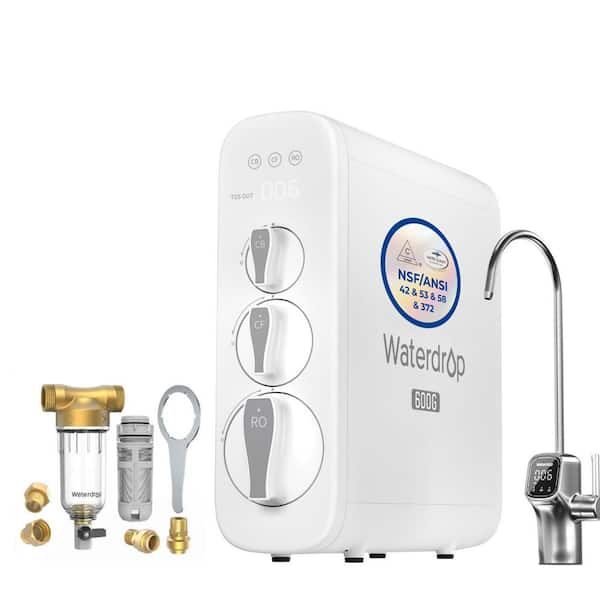 Waterdrop Integrated Water Treatment Solution：NSF Certified Tankless Under-Sink RO System,Whole House Sediment Filtration System