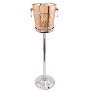31 in. x 8 in. x 9 in. Hammered Decor Copper Wine Cooler with Stand