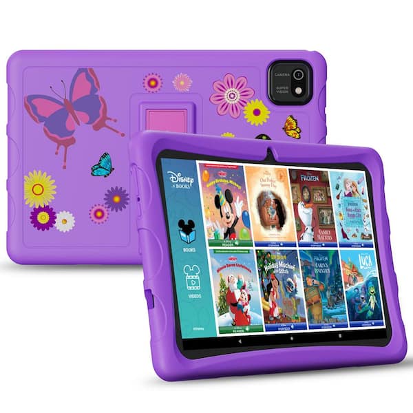 10 in. Kids Tablet Android 13, with 80 Disney E-books and Kid-Proof Case with Kickstand, Purple