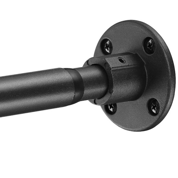 Screw-Mount Heavy Duty Shower Curtain Rod Adjustable 48-64 in. Rustproof Matte Industrial Style Black