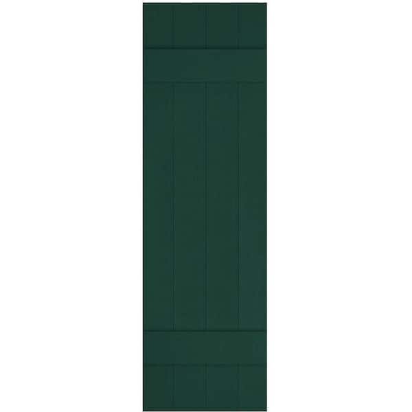 Ekena Millwork 14 in. x 51 in. Lifetime Vinyl Custom Four Board Joined Board and Batten Shutters Pair Midnight Green