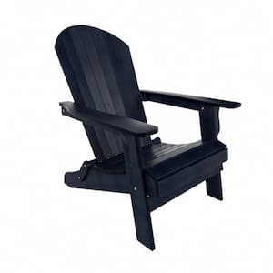 Vineyard Outdoor Patio Traditional Plastic Folding Adirondack Chair with Color Fade Technology, Navy