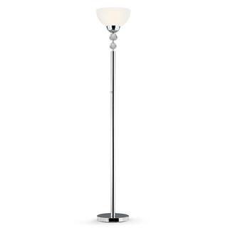 Elegant Designs Lampada Da Terra Torchiere – 1 Luce – Paralume In Vetro Bianco Marmorizzato – Finitura Nichel Spazzolato – 180 Cm