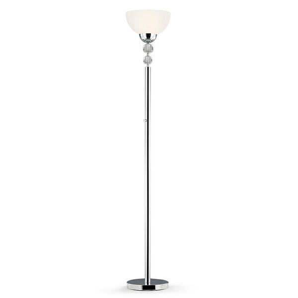 Elegant Designs Lampada Da Terra Torchiere – 1 Luce – Paralume In Vetro Bianco Marmorizzato – Finitura Nichel Spazzolato – 180 Cm