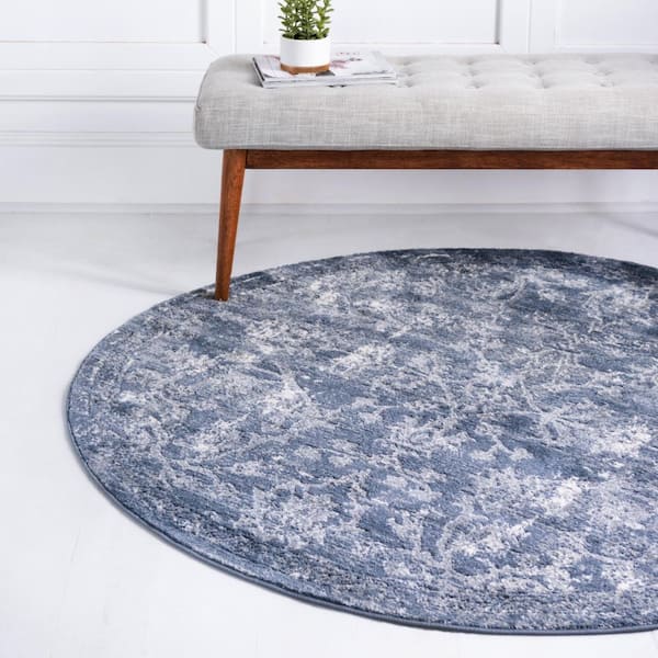 Portland Albany Blue 3 ft. 3 in. x 3 ft. 3 in. Round Area Rug
