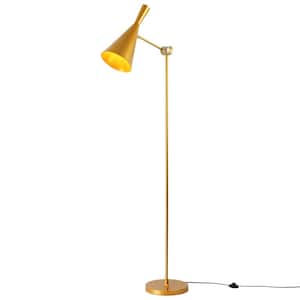 55.1 in. Gold 1-Light Swing Arm Floor Lamp