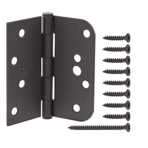 4 in. Square x 5/8 in. Radius Matte Black Squeak-Free Door Hinge