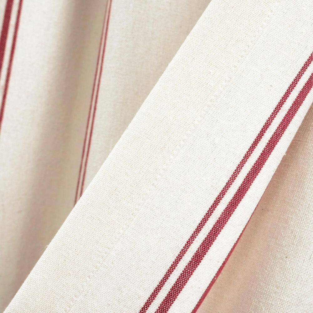 Red and White Striped Cotton Rod Pocket Window Valance
